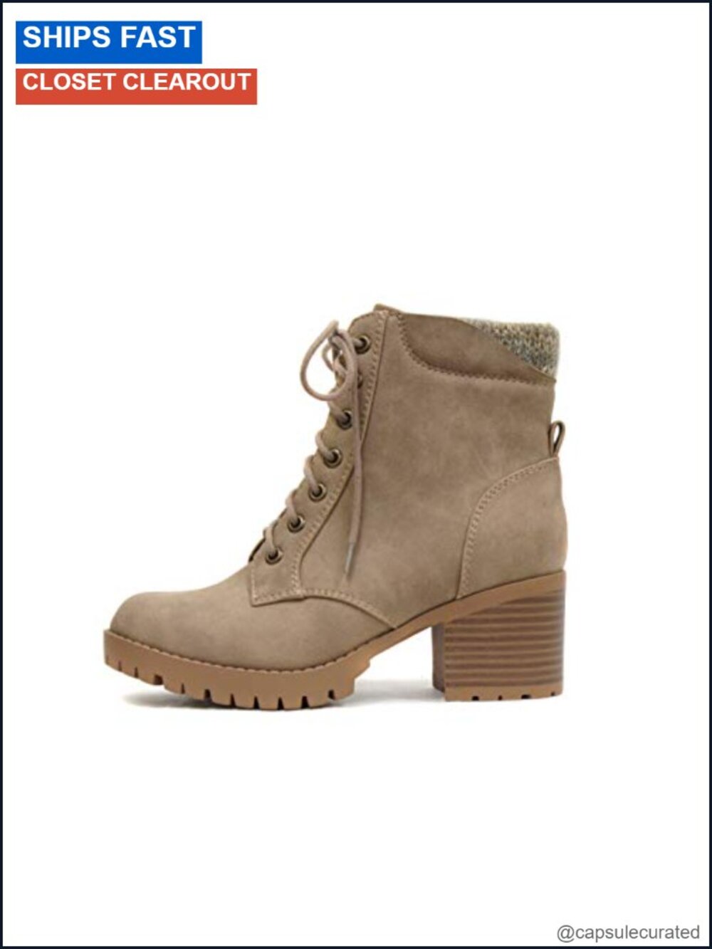 Soda Combat Ankle Boots Lug Sole Chunky Heel Lace Up Side Zipper